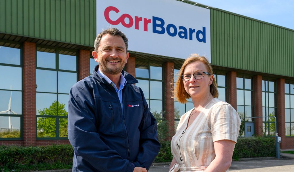 Rob Burgin, Managing Director of CorrBoard UK and Lindsey Davies, Director of Open Communications